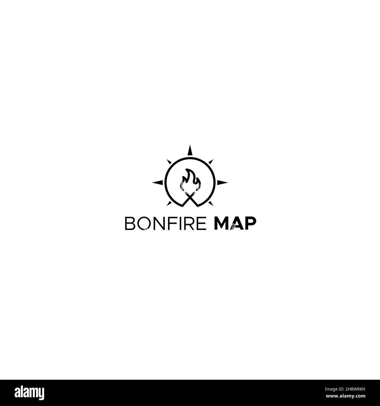 Silhouette plate minimaliste avec logo Bonfire Map Illustration de Vecteur