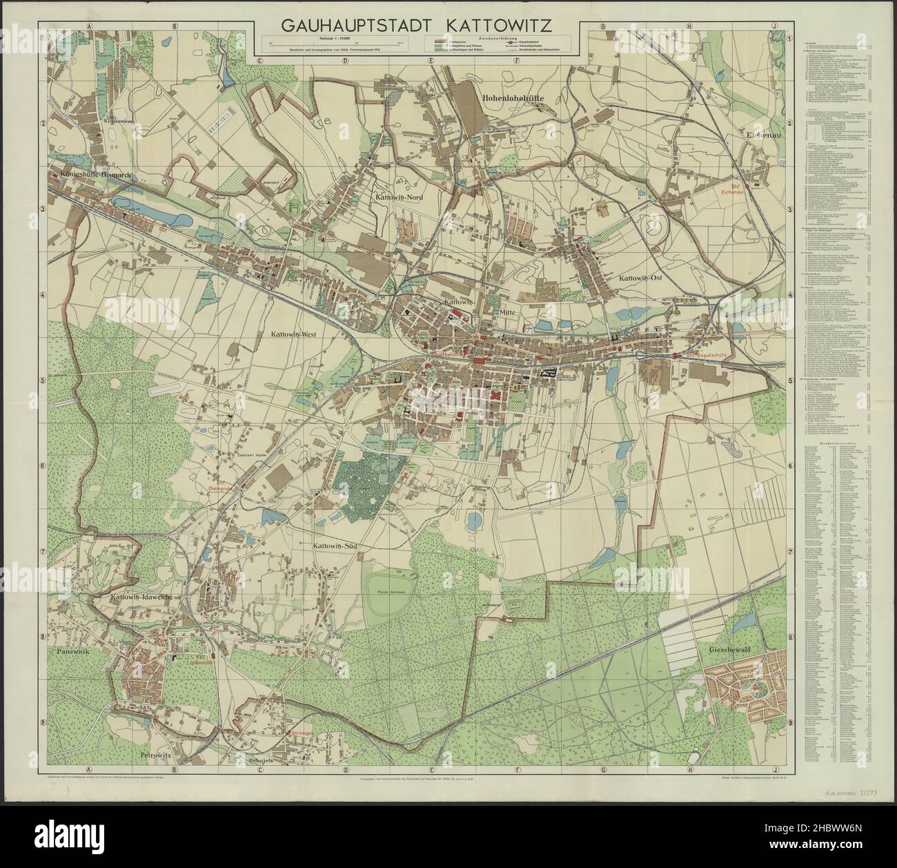 Carte de Katowice, carte de Katowice, carte rétro de Katowice, carte ancienne de Katowice, carte ancienne de Katowice, affiche de Katowice, Katowice Print, plan de Katowice Banque D'Images