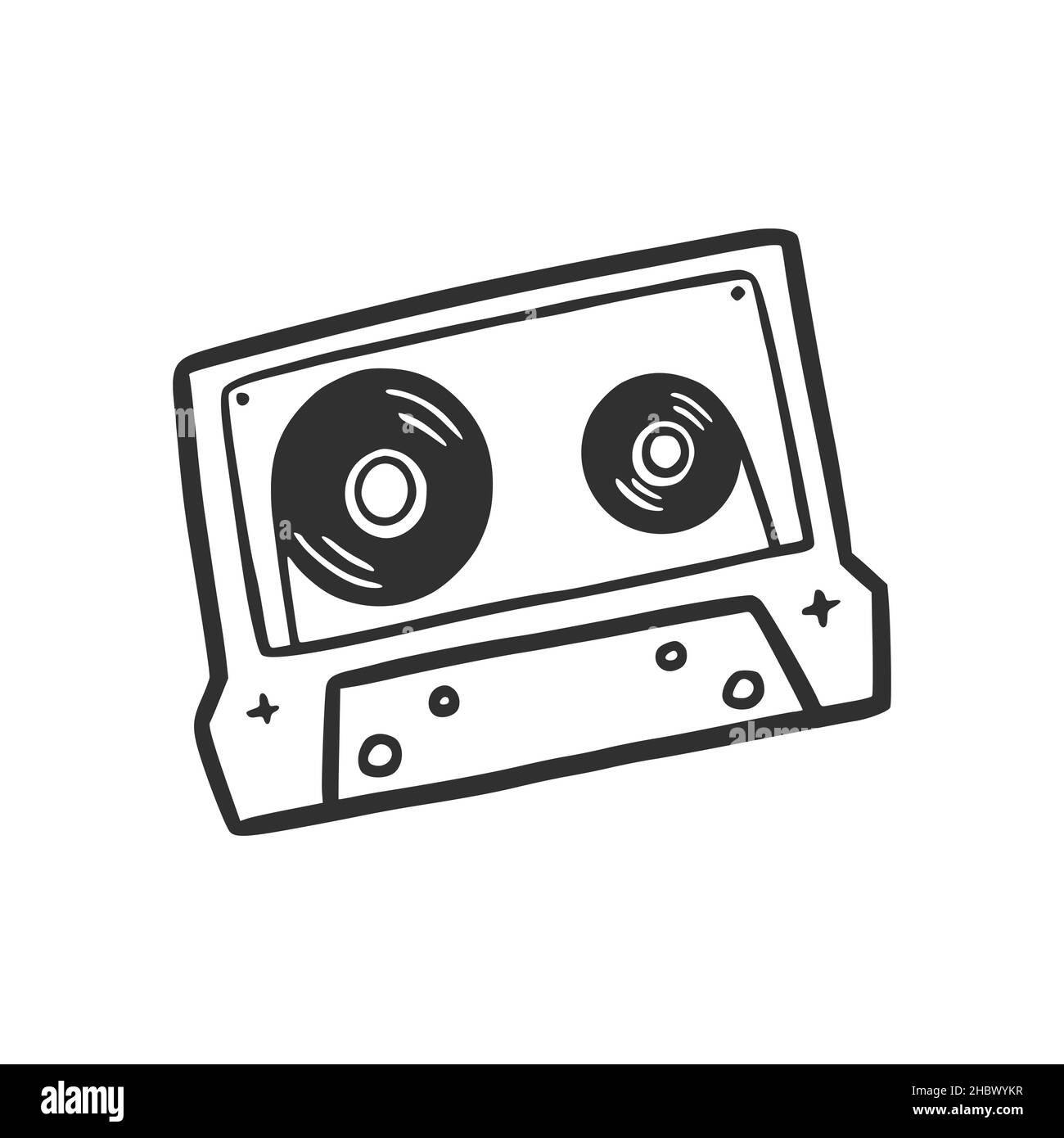 Old School Conception Cassette Audio Musique Colorée Dessinée