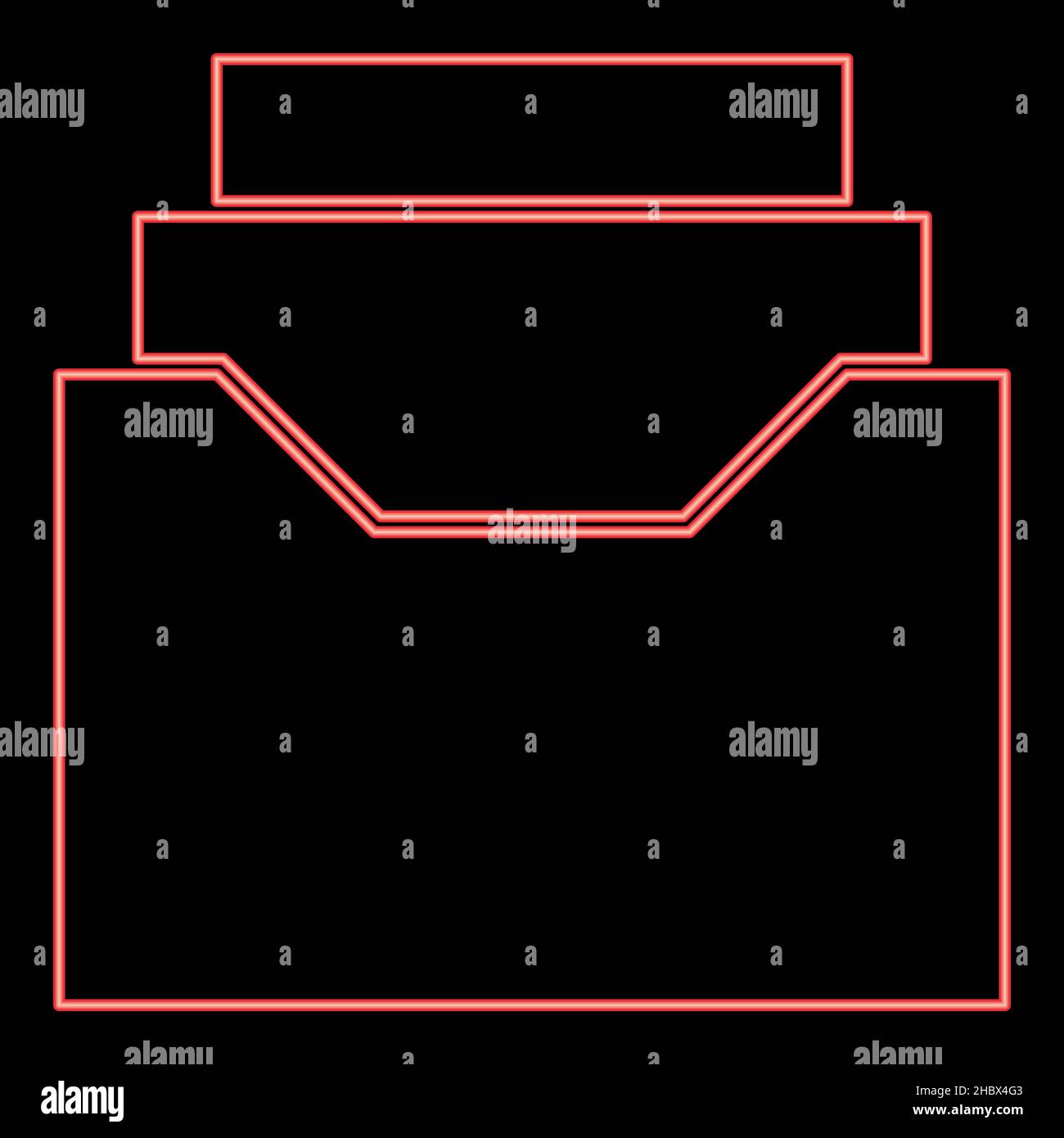 Les documents au néon reçoivent ou tiroir rouge vecteur de couleur illustration image de style plat lumière Illustration de Vecteur