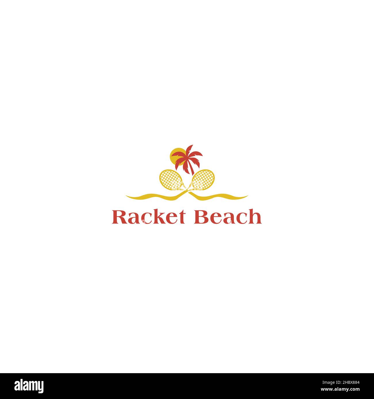 Design moderne et coloré avec logo Racket Beach Illustration de Vecteur