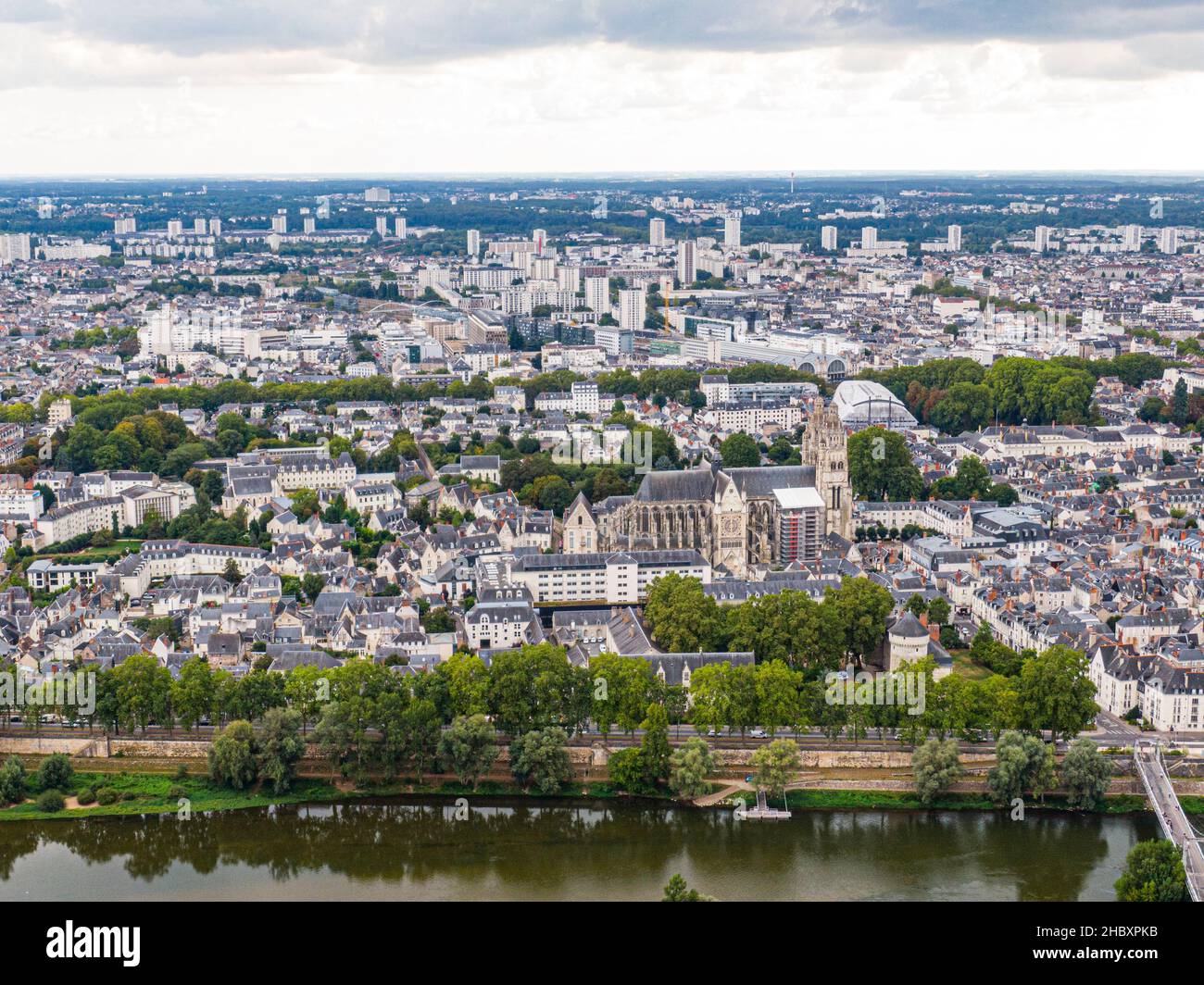 Vue aérienne de la ville de Tours, Val-de-Loire Banque D'Images