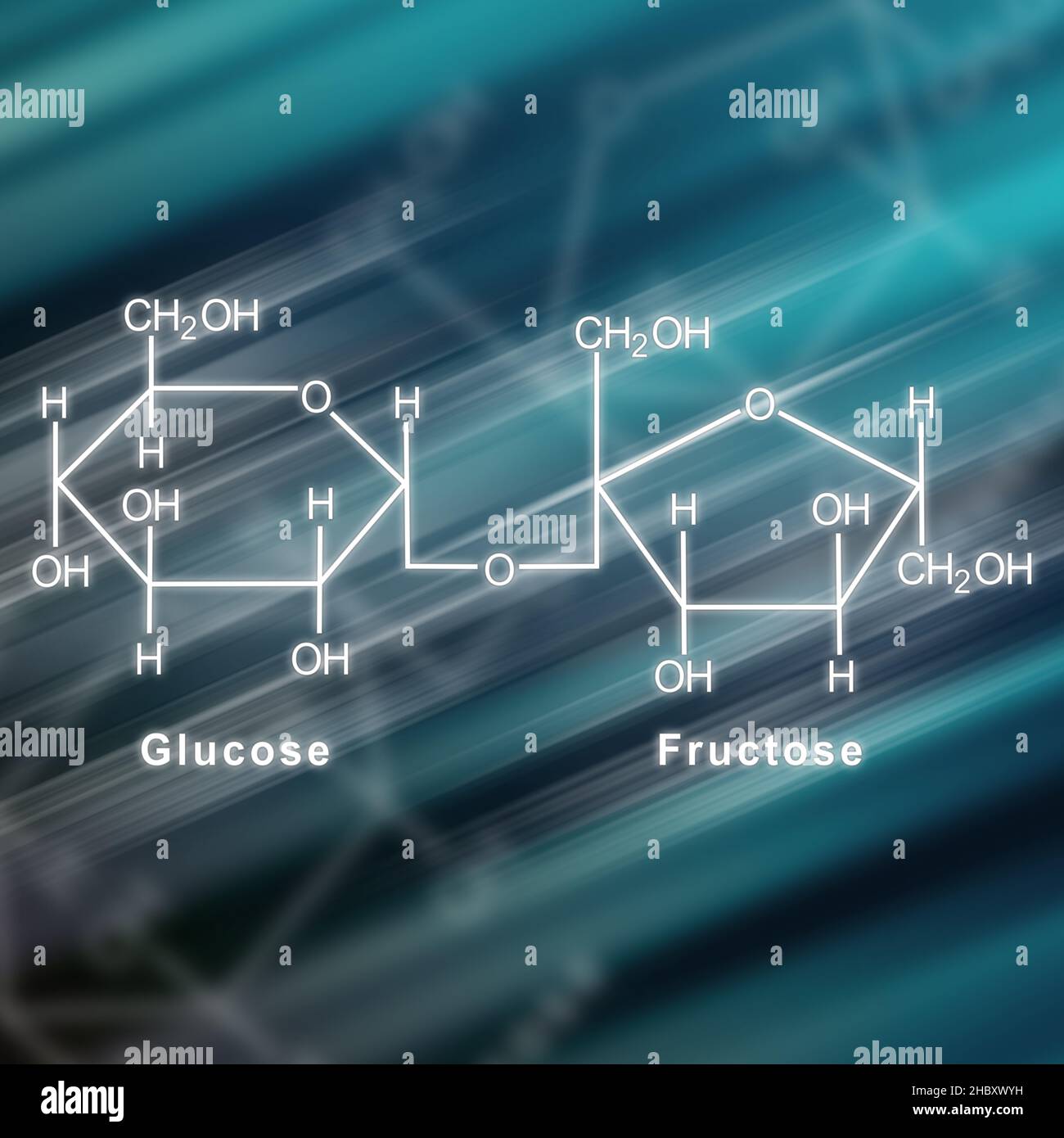 Saccharose Formule chimique structurelle fond futuriste Banque D'Images