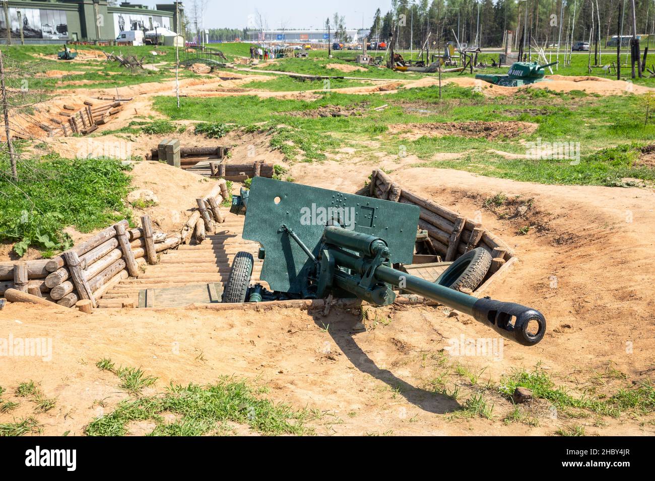 Parc Patriot, région de Moscou, Russie - 17 mai 2021 : zone de reconstruction militaire-historique des événements de la Seconde Guerre mondiale dans le parc Patriot.Soviétique Banque D'Images
