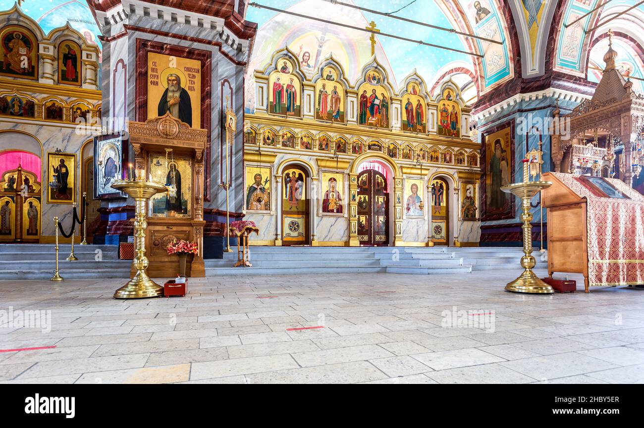 Intérieur de la cathédrale orthodoxe du décapant de Jean-Baptiste au Kremlin de Zaraysk, Russie Banque D'Images