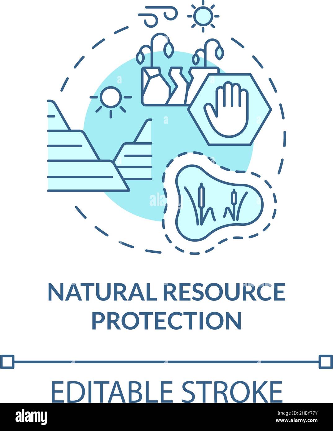 Protection des ressources naturelles turquoise concept icône Illustration de Vecteur