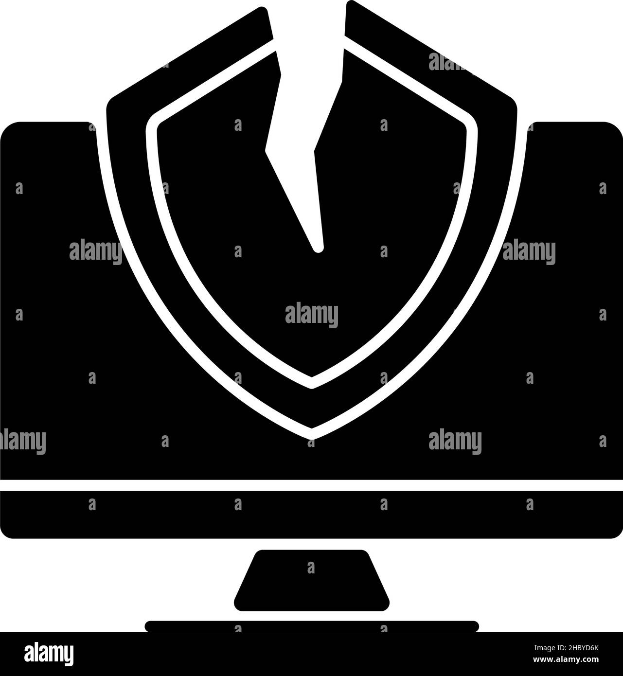 Icône en forme de glyphe noir de la vulnérabilité de cybersécurité Illustration de Vecteur