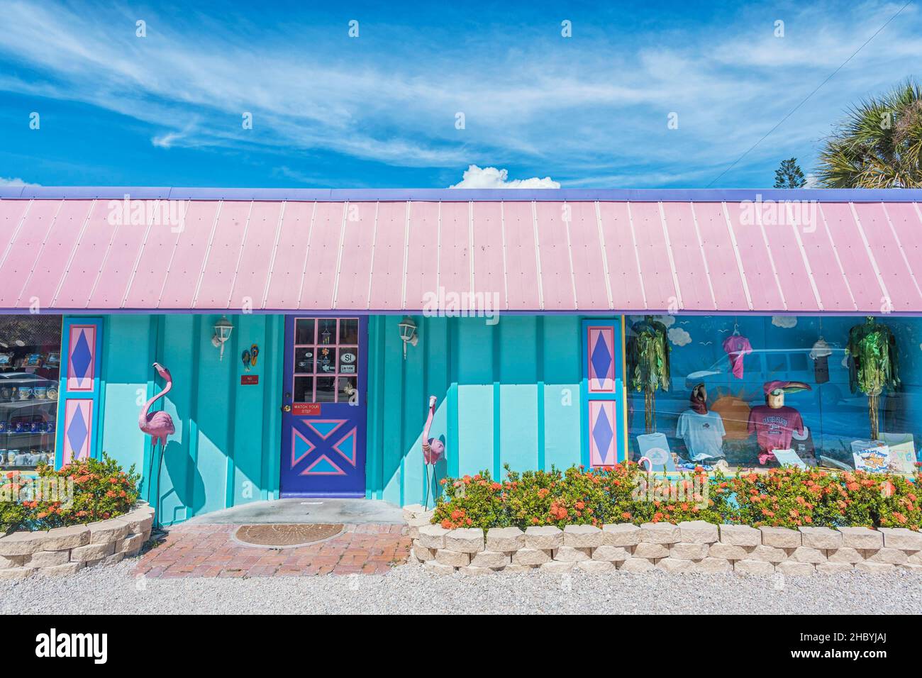 Bâtiment coloré, Sanibel Island, Floride, États-Unis Banque D'Images