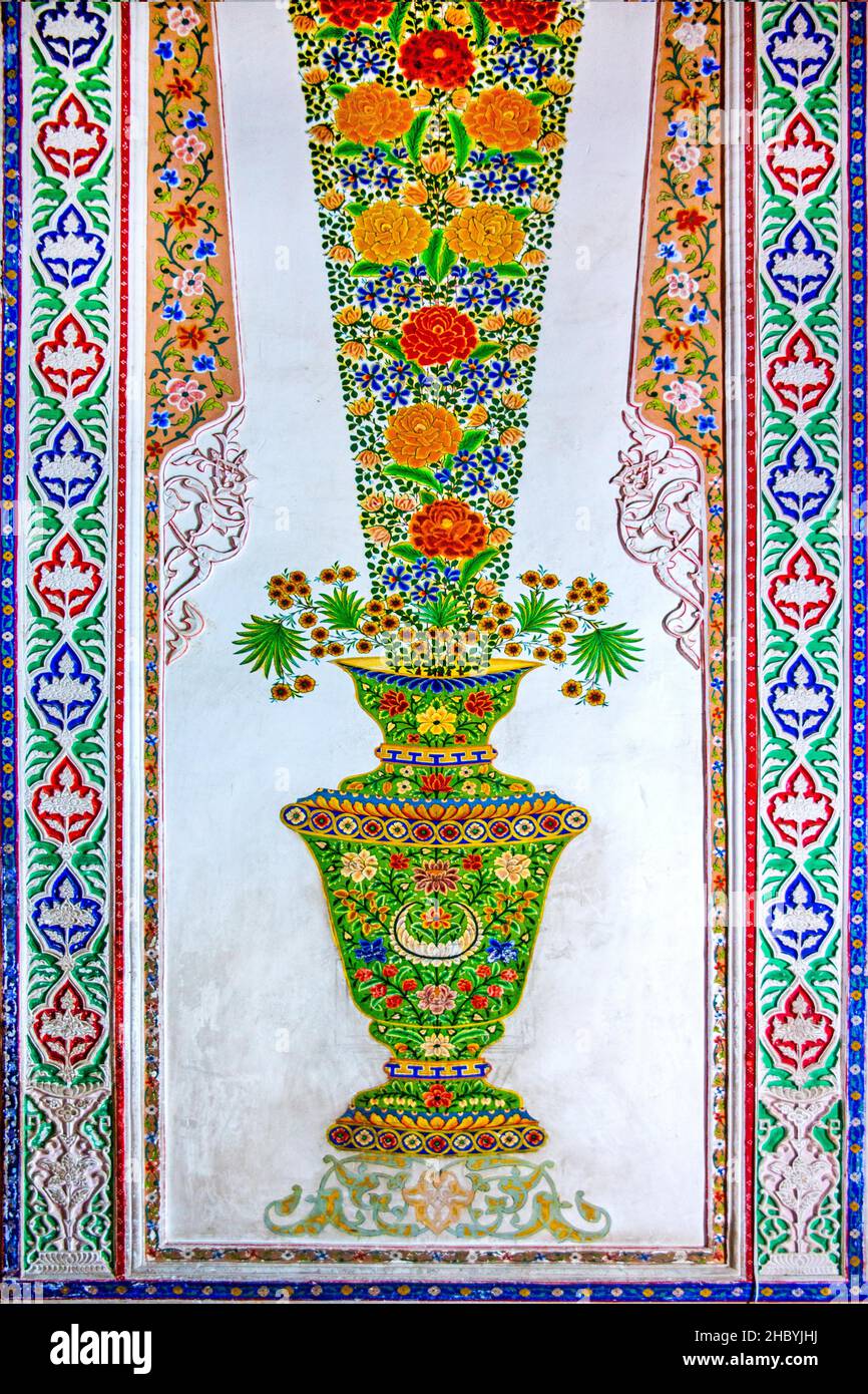 Intérieur, Sitorai Mohi Xosa Palace, Palais d'été des derniers émirs de Boukhara, Boukhara, la ville sainte, Ouzbékistan, Ouzbékistan Banque D'Images