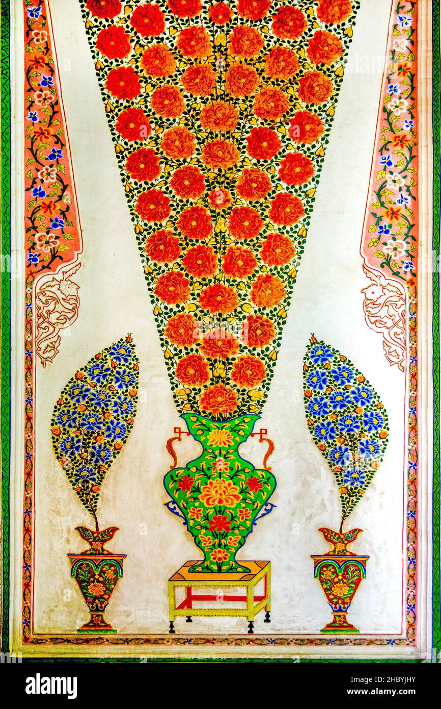 Intérieur, Sitorai Mohi Xosa Palace, Palais d'été des derniers émirs de Boukhara, Boukhara, la ville sainte, Ouzbékistan, Ouzbékistan Banque D'Images