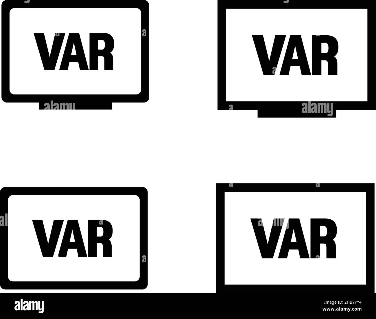 VAR, Video Assistant Referee Icon / logo VAR pour le football ou le match de football, score en direct, sports à l'écran ou TV.Illustration vectorielle. Illustration de Vecteur