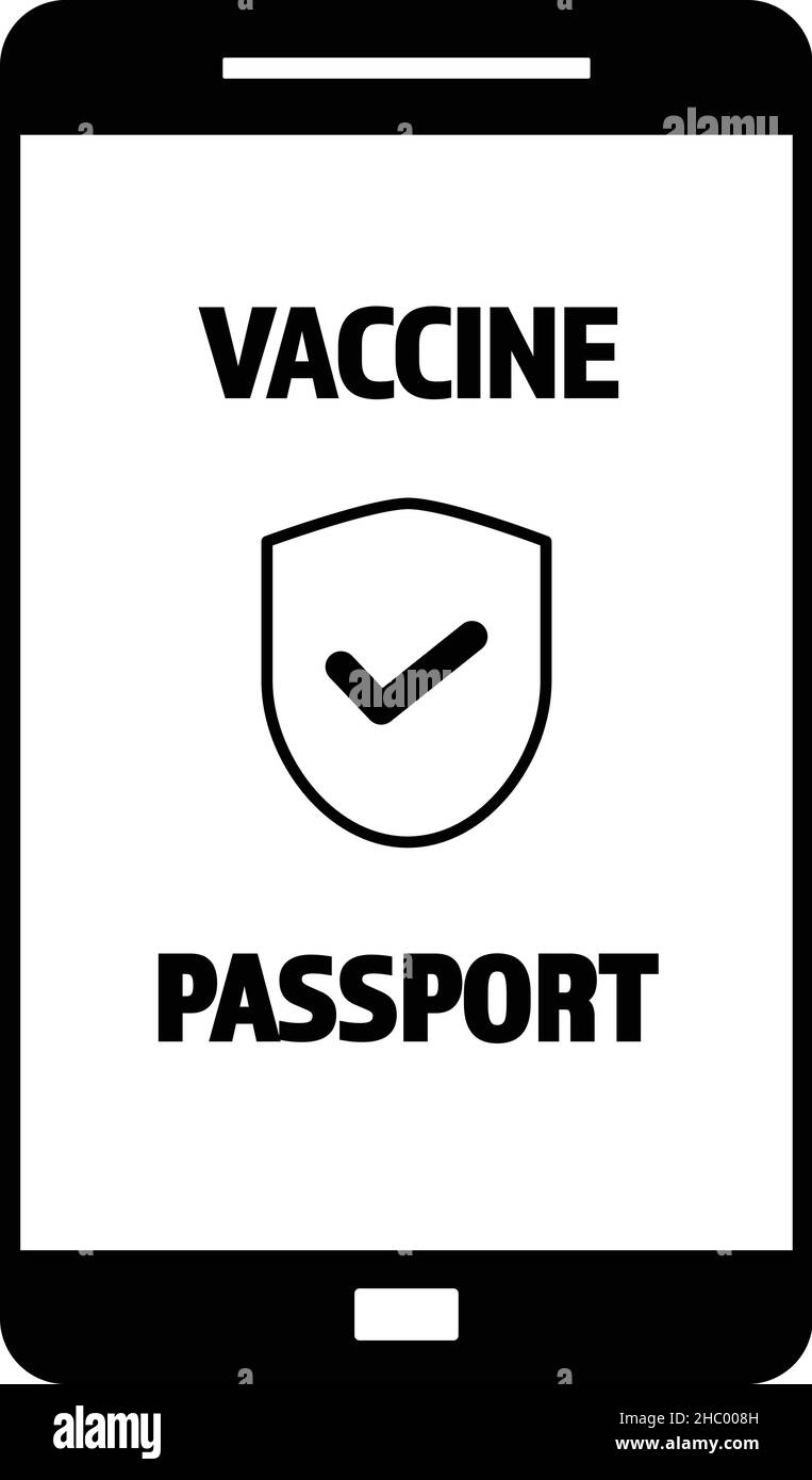 Application de passeport vaccinal sur smartphone Vector - application de voyage vaccinale sur appareil mobile avec signe d'immunité de Covid-19 pour un voyage sûr Illustration de Vecteur