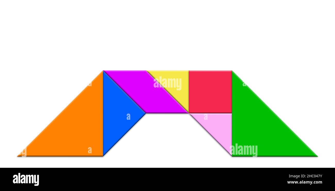 Tangram classique en forme de pont, illustration 2D Banque D'Images