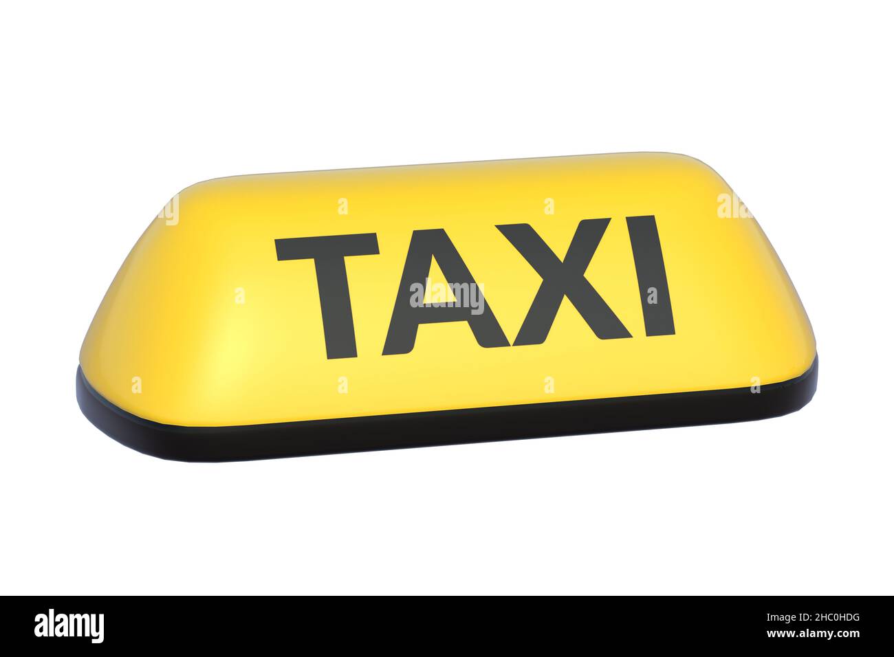 Panneau de taxi jaune isolé sur fond blanc.3d rendu Banque D'Images