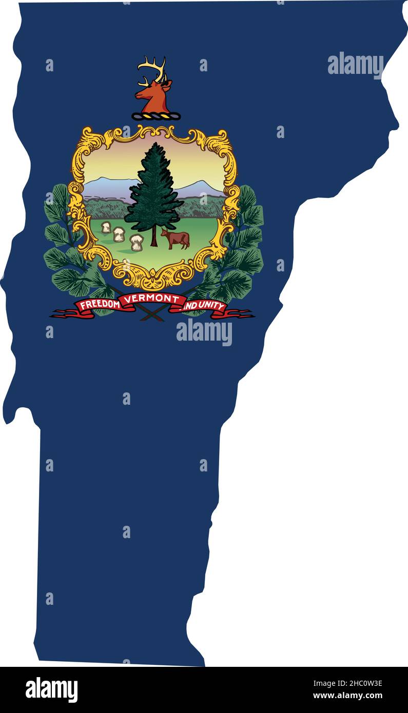 Carte administrative simple à drapeau plat de l'État fédéral du Vermont, États-Unis Illustration de Vecteur