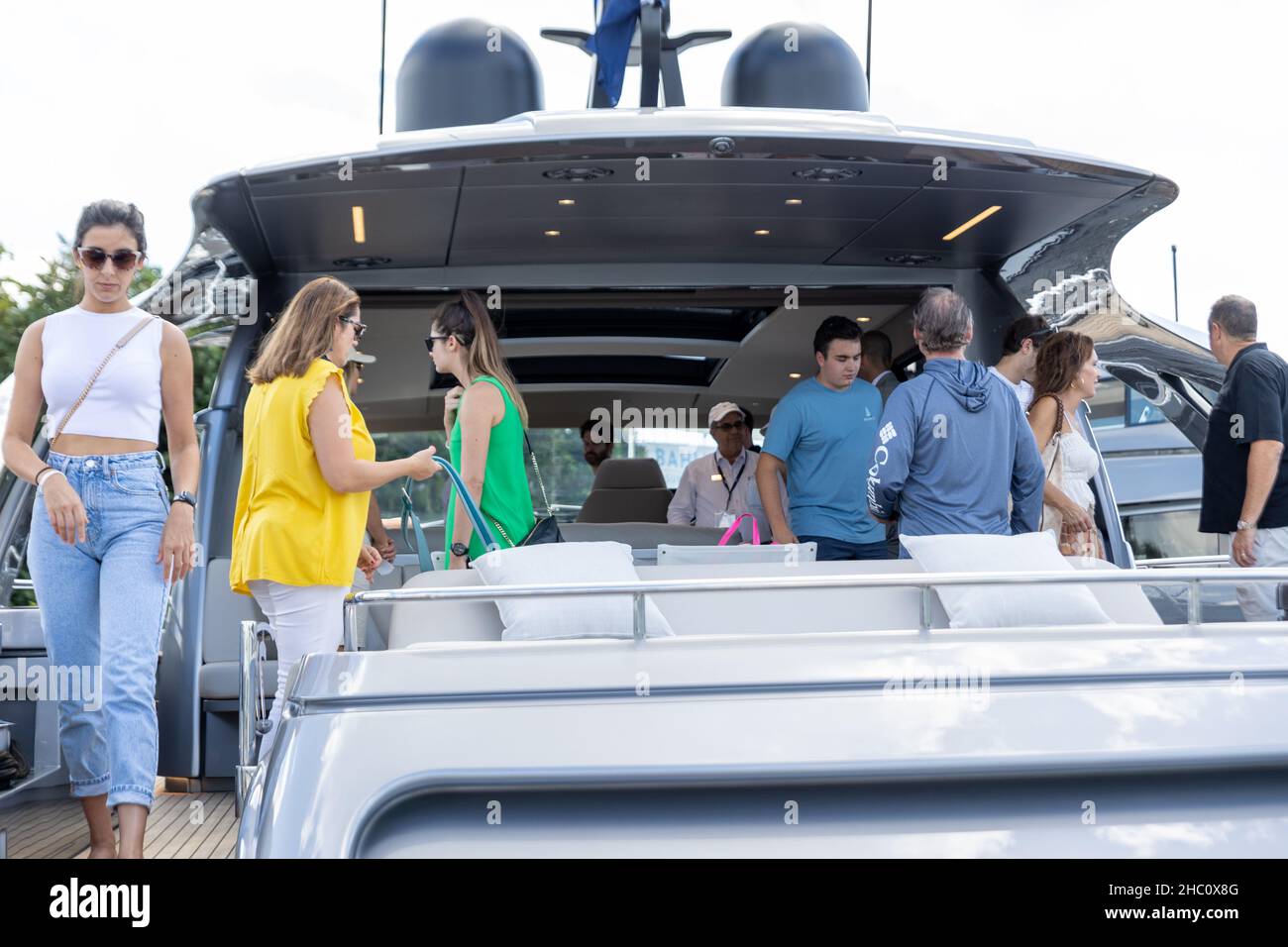 Salon nautique international 62nd de fort Lauderdale.Petits bateaux à pont, Cabin Boats de Cuddy, Pontoon Boats, Surf Boat, Jet Boats,Bateaux de pêche à l'alun. Banque D'Images