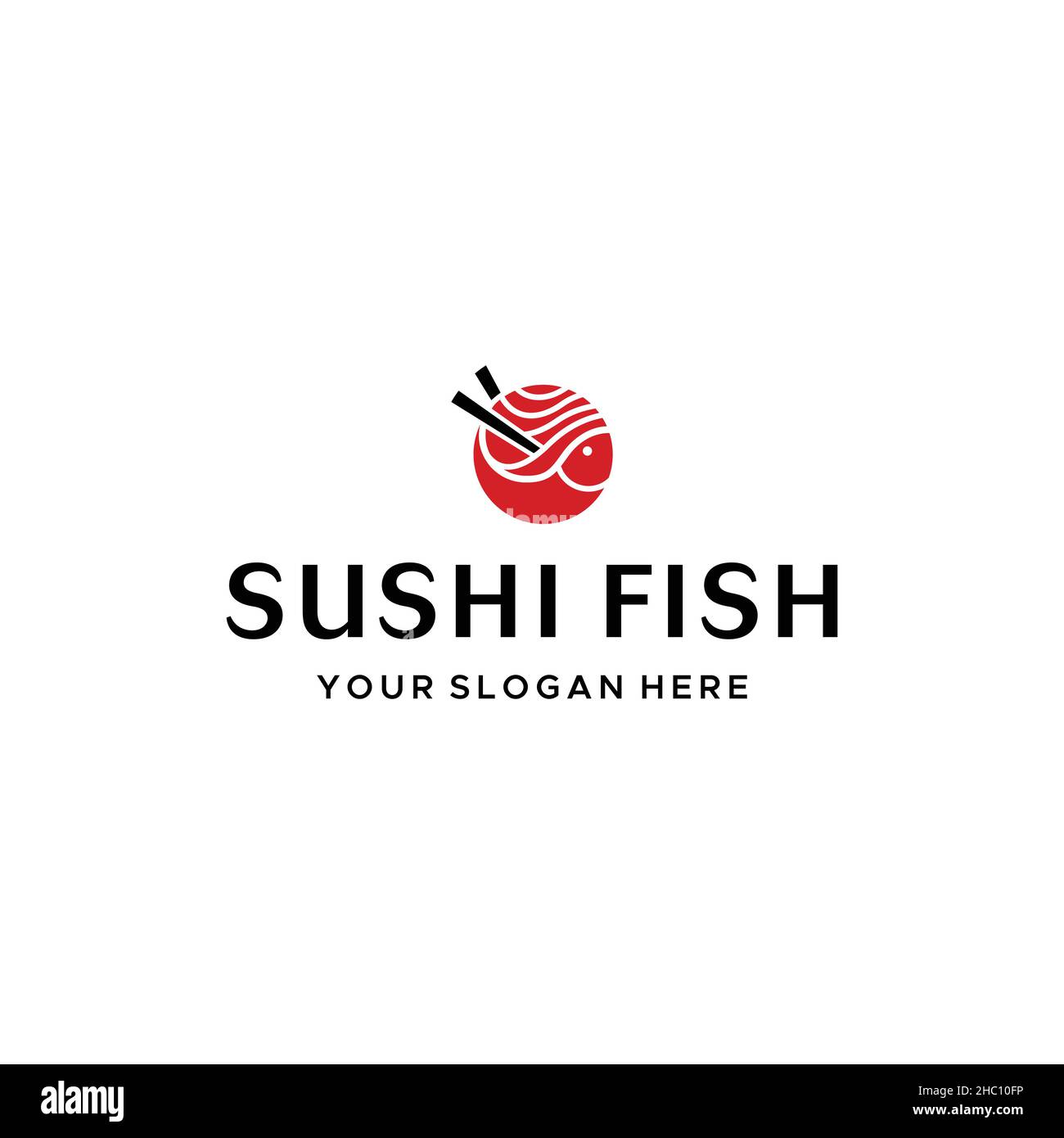 Design moderne et plat avec logo SUHI FISH Salmon Illustration de Vecteur