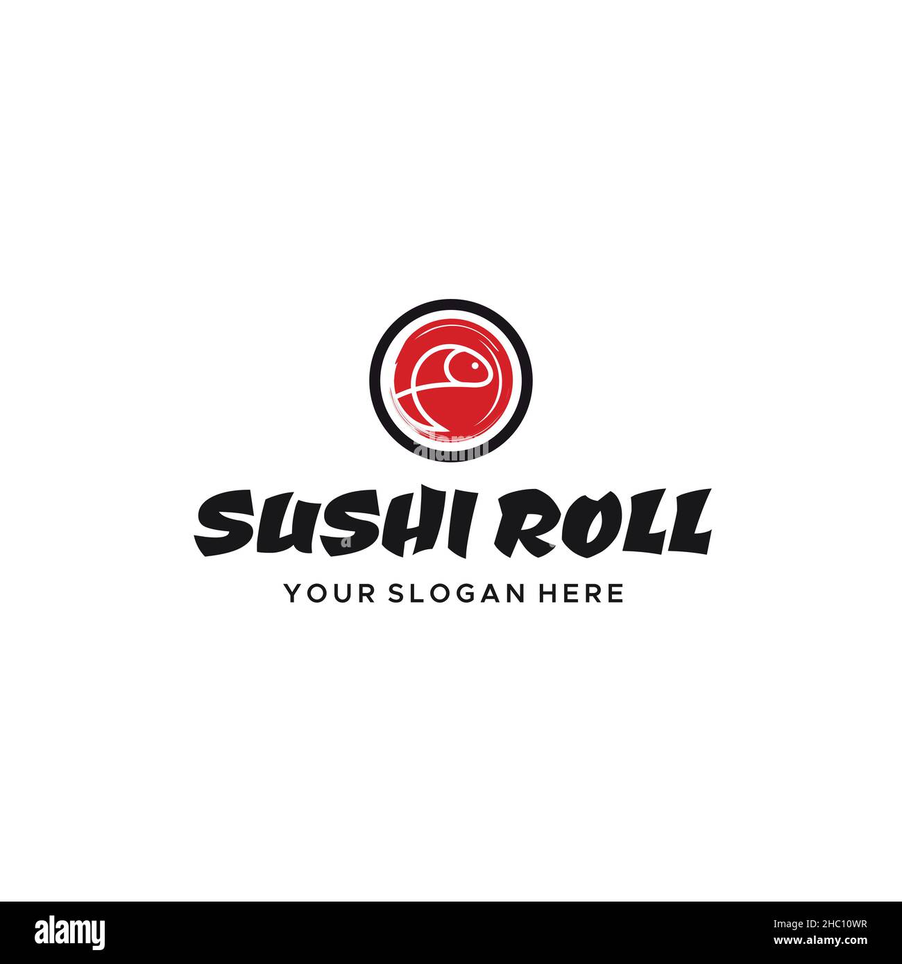 Motif moderne plat coloré EN FORME DE ROULEAU DE SUSHI représentant un logo en forme de viande Illustration de Vecteur