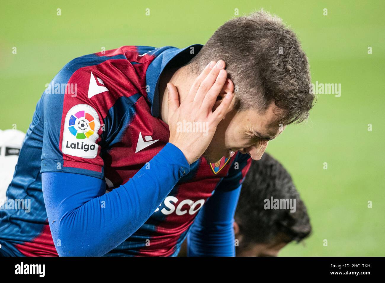 20th décembre 2021; Estadio Ciutat de Valencia, Valencia, Espagne; la Liga Santander, Levante UD contre Valencia CF; Jorge de Frutos de Levante UD Banque D'Images