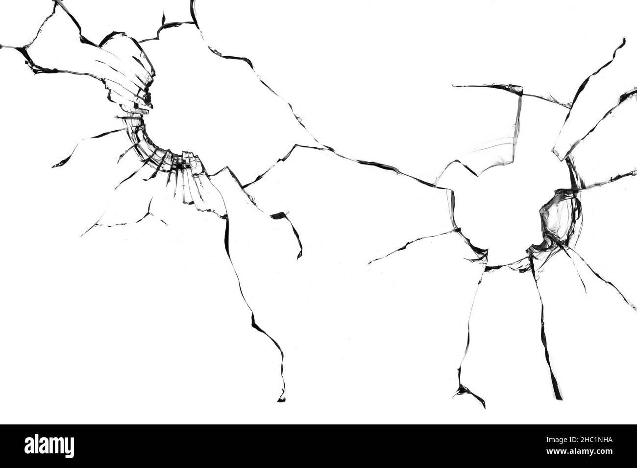 Verre brisé, la texture du trou dans la fenêtre de la destruction Banque D'Images