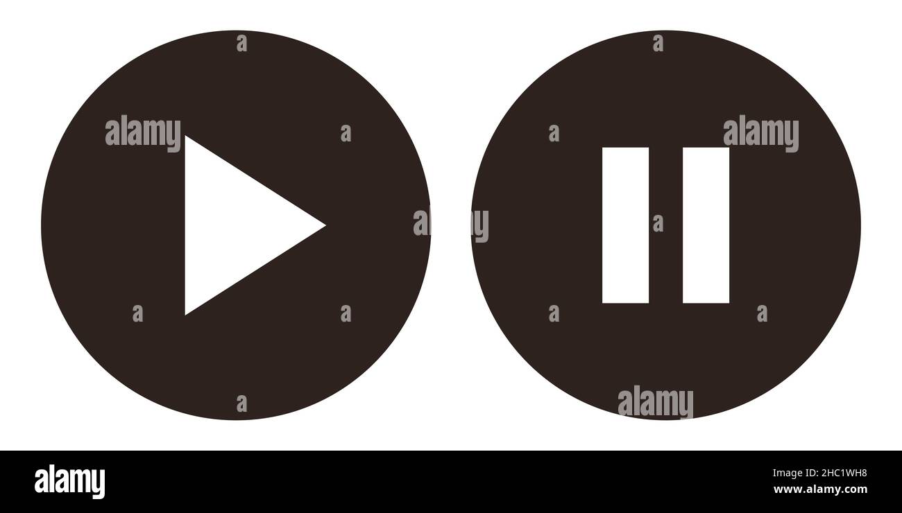 Bouton de lecture et de pause isolé sur fond blanc Banque D'Images