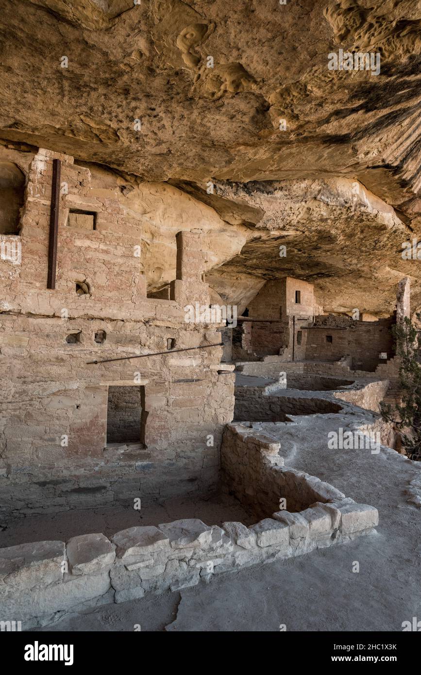 Célèbres anciennes habitations d'Américains indigènes dans le parc national de Mesa Verde, États-Unis Banque D'Images