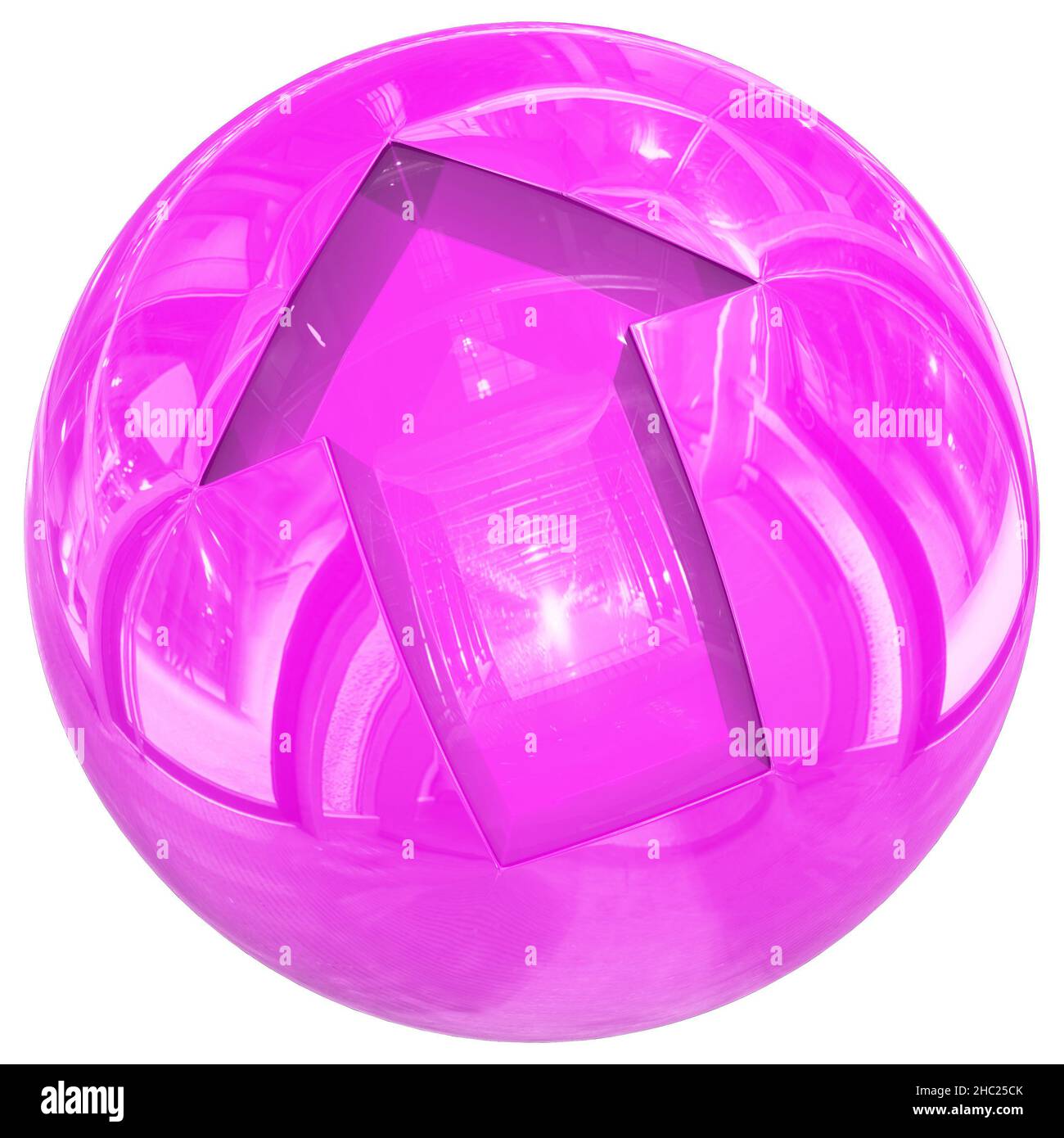 Sphère avec flèche - bouton de téléchargement 3D isolé - rendu 3D Banque D'Images