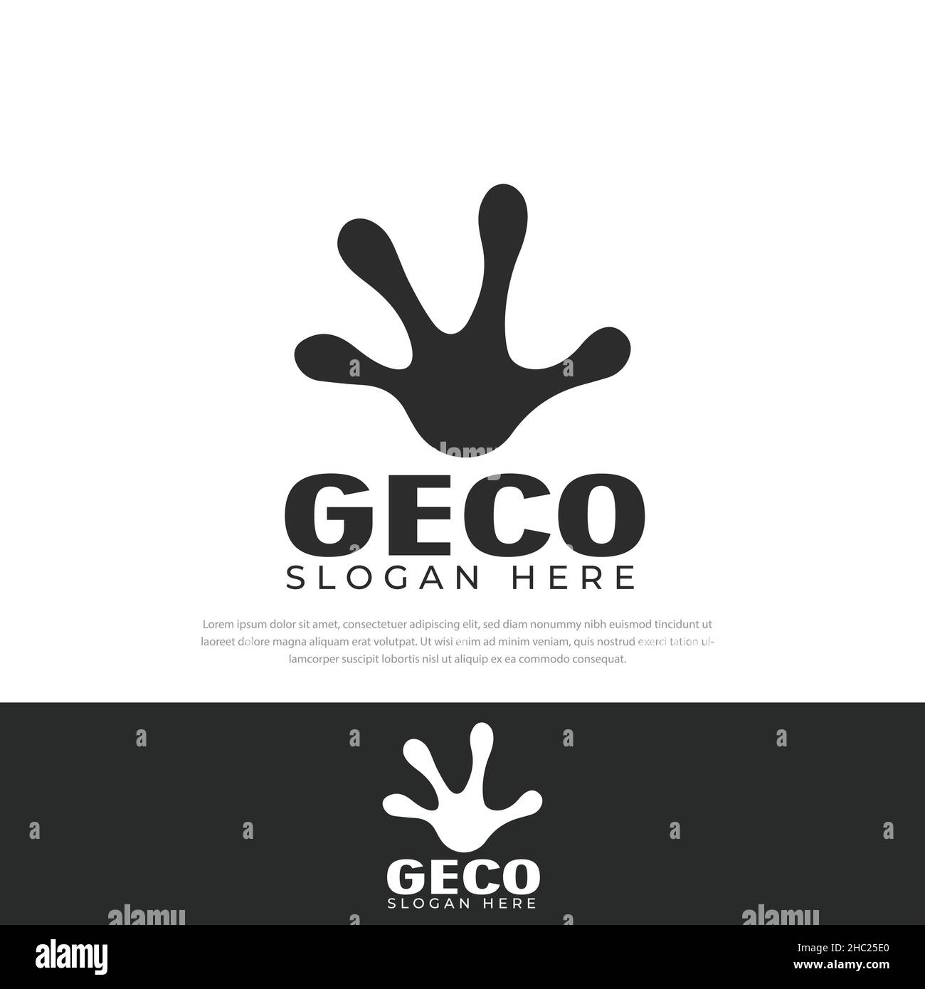 Logo de jambe en forme de gecko noir simple, modèle de conception, symbole, icône, modèle de conception,patte de lézard Illustration de Vecteur