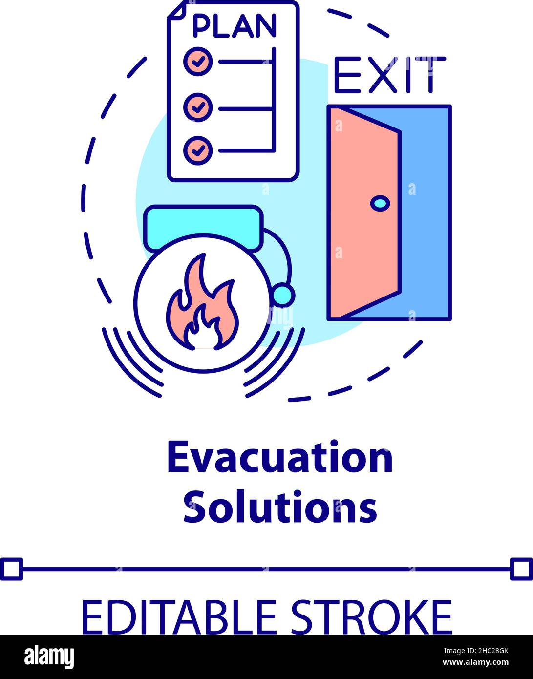 Icône de concept des solutions Evacuaction Illustration de Vecteur