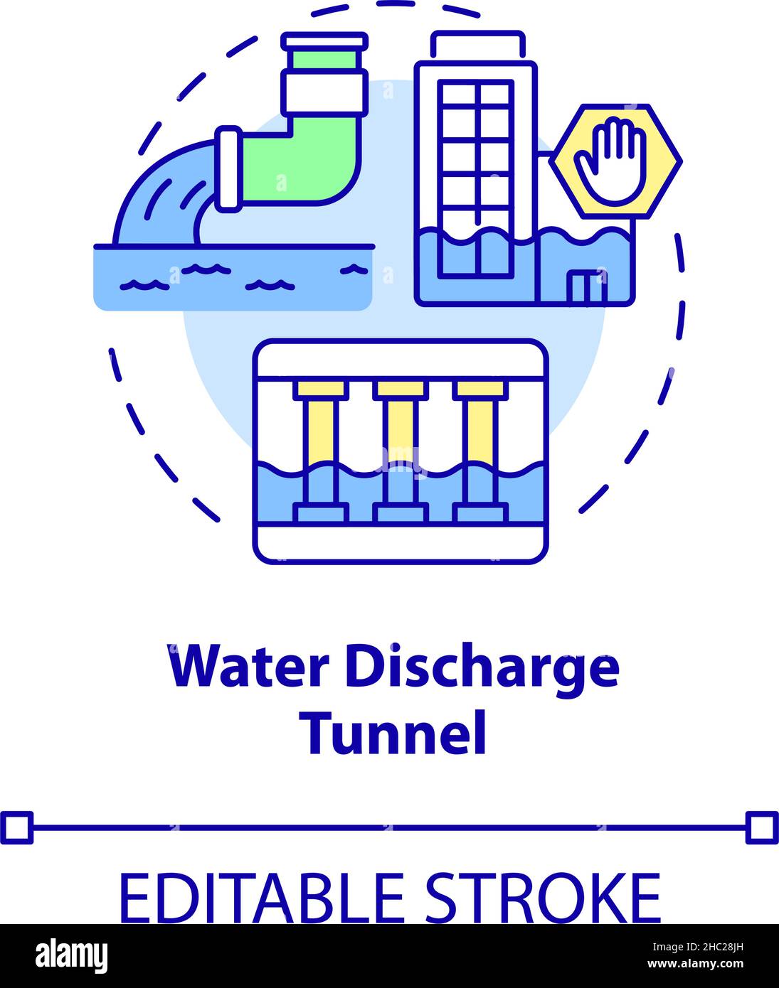 Icône de concept de tunnel de décharge d'eau Illustration de Vecteur