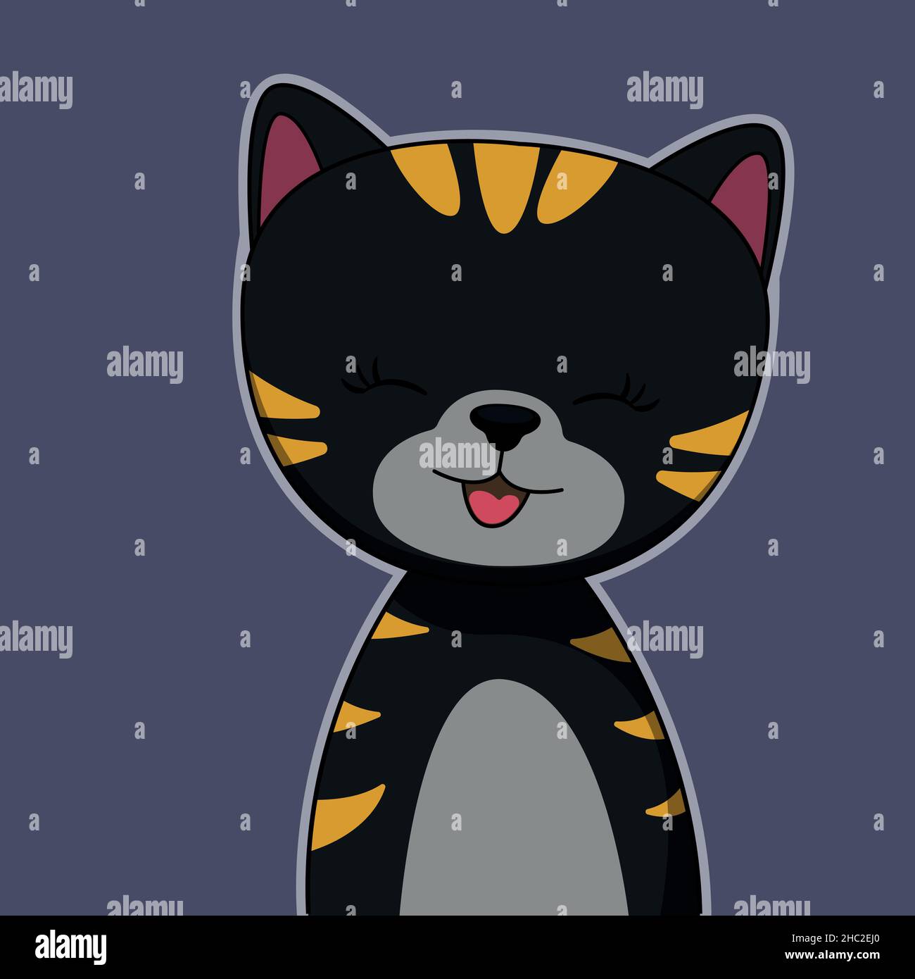 Mignon amusant dessin animé noir bébé Code art.Émotions animales amusantes. Illustration de Vecteur