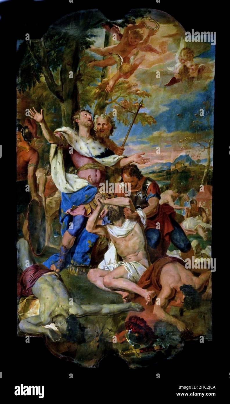 San Luigi tra gli appestati - St. Louis parmi les victimes de la peste par Claudio Francesco Beaumont 1694-1766 la Basilique della Santissima Annunziata del Vastato est une cathédrale catholique à Gênes, Italie, italienne, Décoration a employé les grands studios et artistes baroques à Gênes au 17th siècle. Banque D'Images