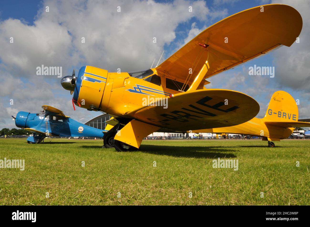 Beech D17S Plan à voilure G-BRVE.Beechcraft modèle 17 Stagerwing.Biplan américain classique avec décalage des ailes négatif atypique Banque D'Images