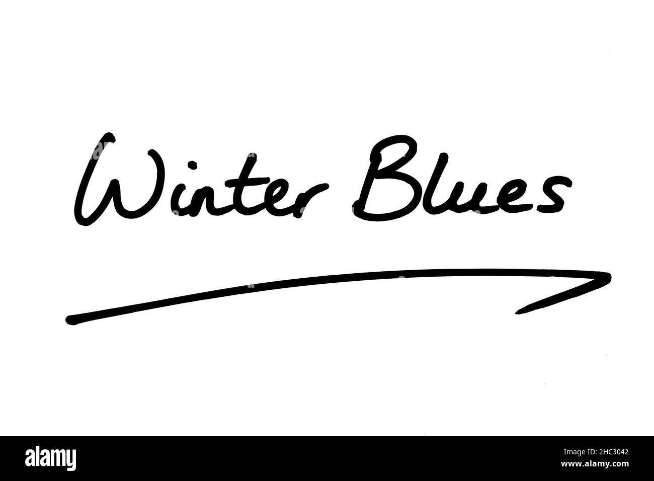 Winter Blues, manuscrit sur fond blanc Banque D'Images