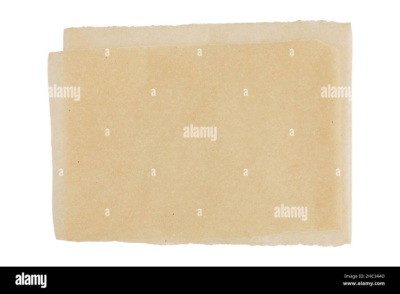 feuille de papier de cuisson marron isolée sur fond blanc, vue du dessus, parchemin pour la cuisson culinaire Banque D'Images
