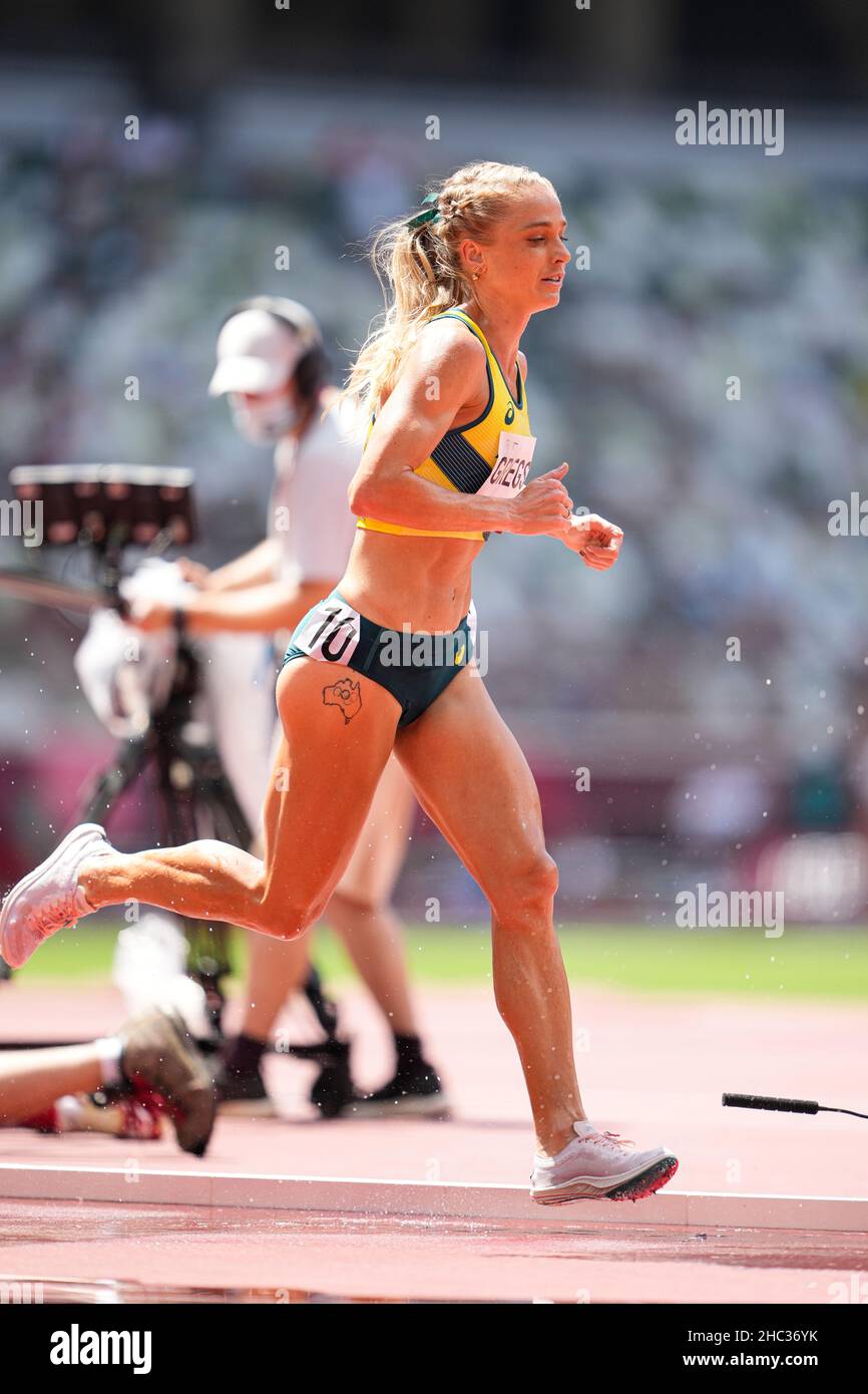 Geneviève Gregson participe à la steeplechase de 3000 mètres aux Jeux Olympiques de Tokyo en 2020. Banque D'Images