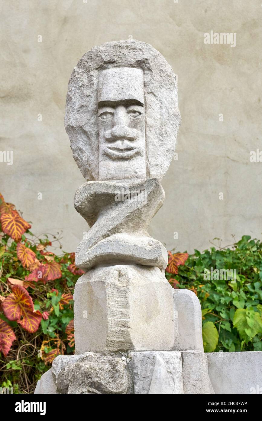 Sculpture en pierre angulaire dans la promenade du sud du parc Tanner Banque D'Images