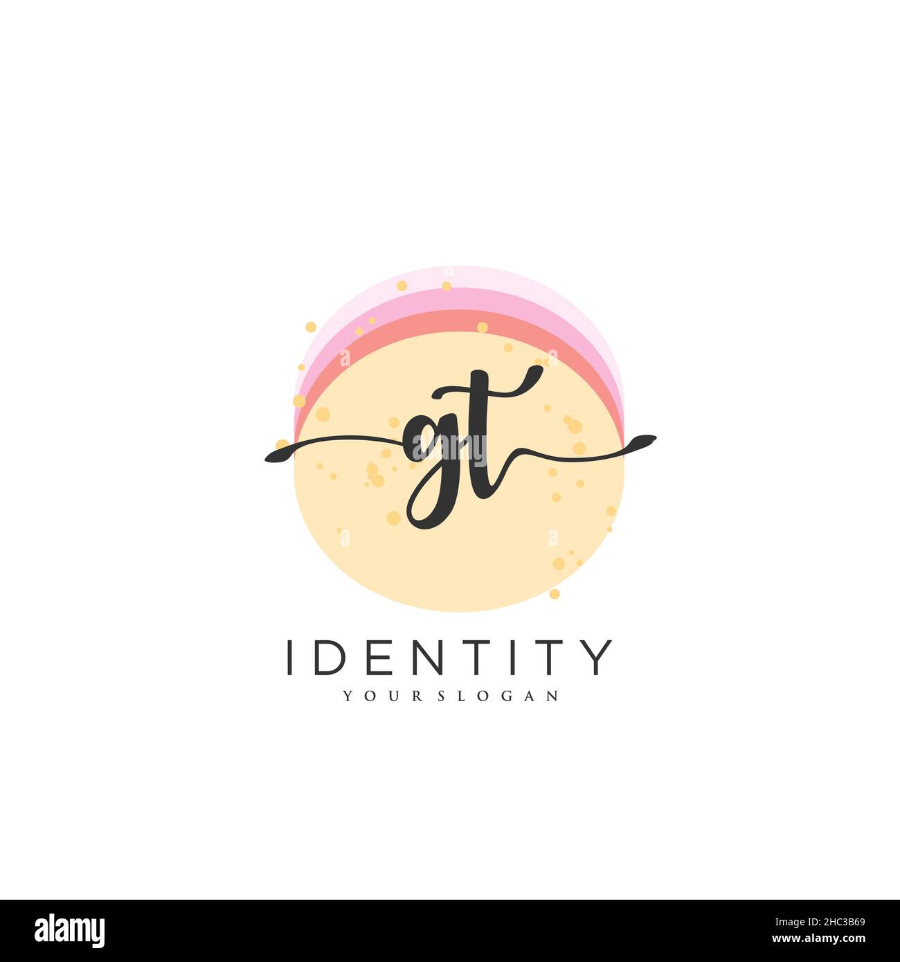 GT Handwriting logo vector art de la signature initiale, mariage, mode, jowerly, boutique,floral et botanique avec modèle créatif pour n'importe quelle entreprise Illustration de Vecteur