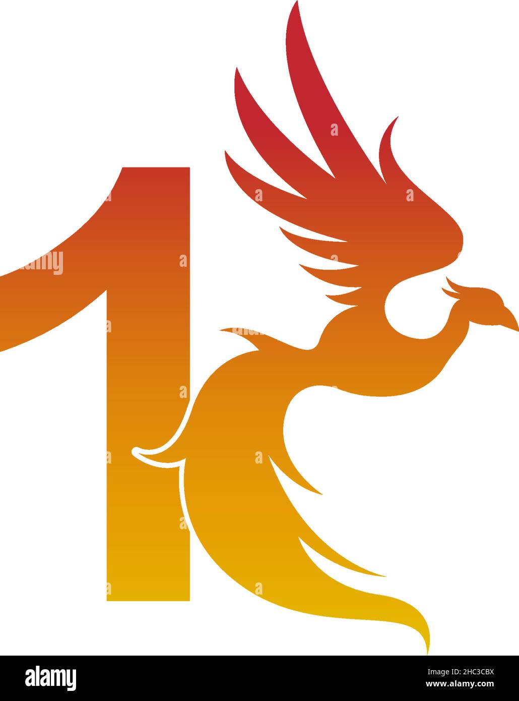Illustration du modèle d'icône numéro 1 avec logo phoenix Illustration de Vecteur