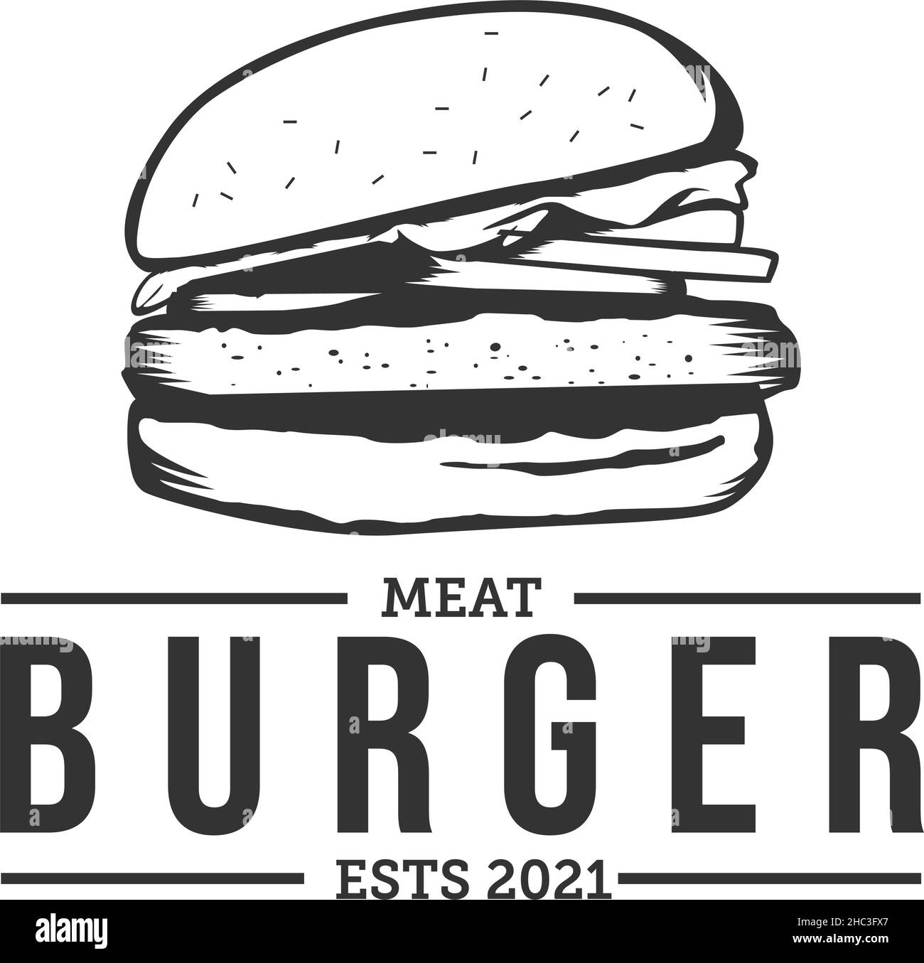 Design moderne avec logo BURGER Eat Food Illustration de Vecteur