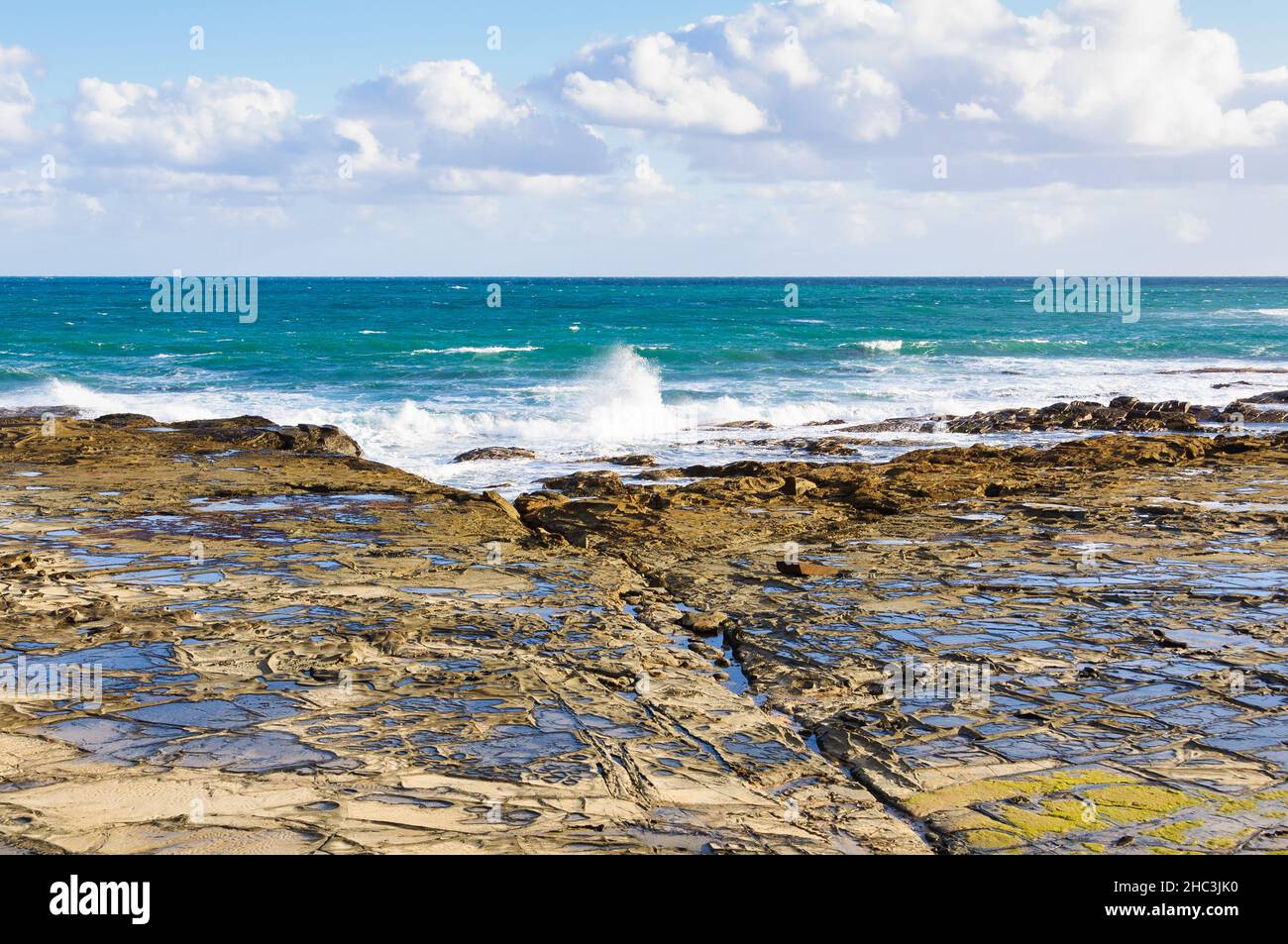 Plate-forme rocheuse à marée basse dans le sanctuaire marin des récifs Marengo - Marengo, Victoria, Australie Banque D'Images