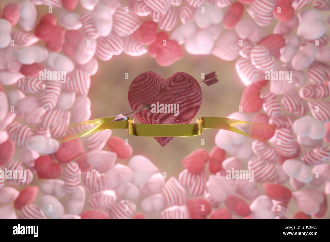 3d illustration.Cupid coeur flèche . idée concept fait par coeur rouge et Saint Valentin ' Banque D'Images