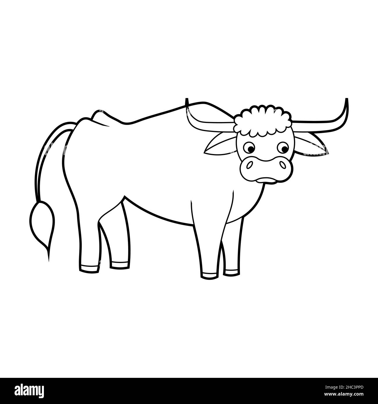 Livre de coloriage pour enfants.Un animal agricole est une vache.Vecteur isolé sur fond blanc Illustration de Vecteur