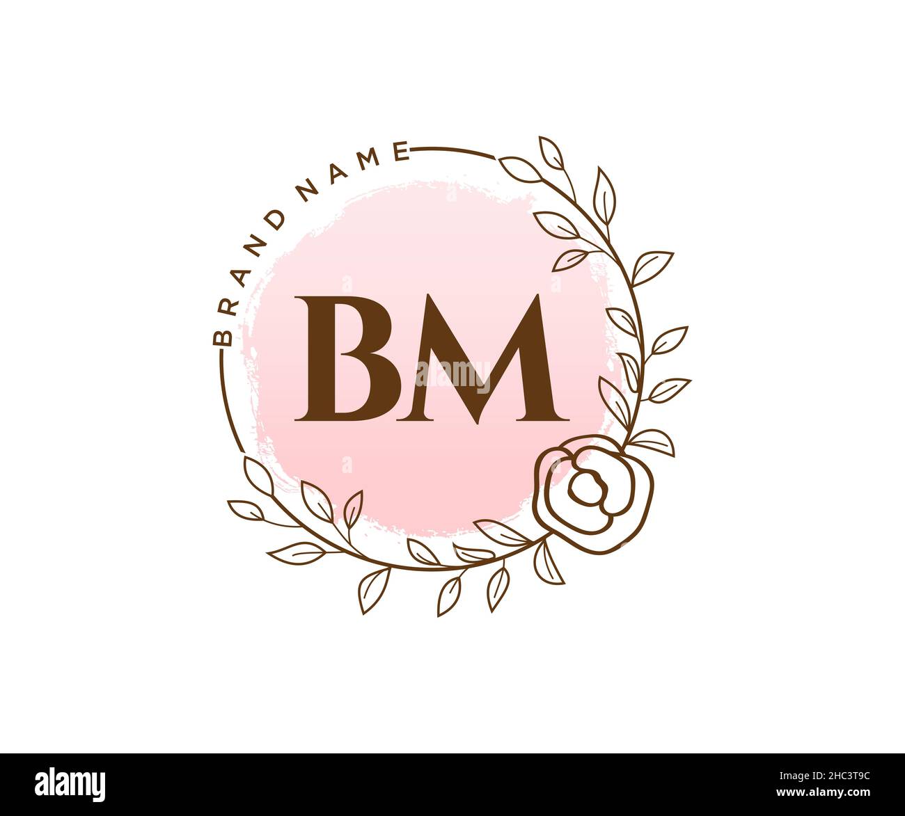 Logo BM féminin.Utilisable pour les logos nature, salon, Spa, cosmétique et Beauté.Elément de modèle de logo Flat Vector. Illustration de Vecteur