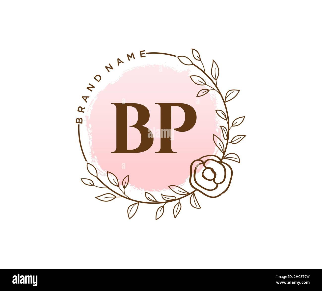 Logo BP féminin.Utilisable pour les logos nature, salon, Spa, cosmétique et Beauté.Elément de modèle de logo Flat Vector. Illustration de Vecteur