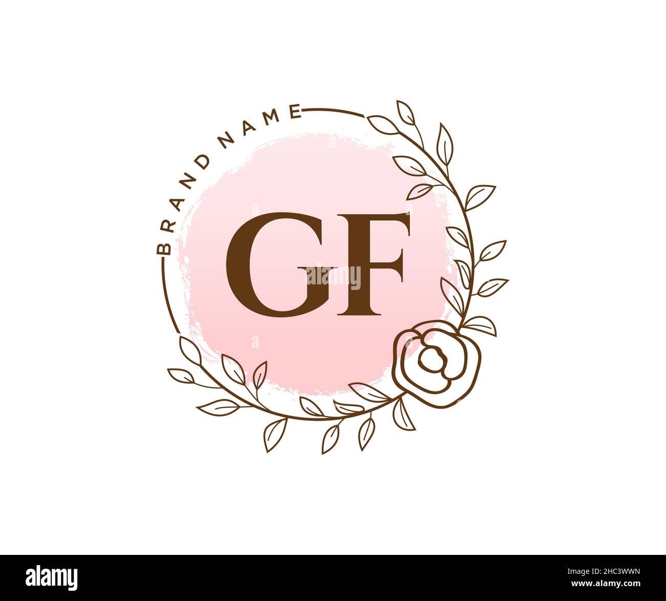 Logo GF féminin.Utilisable pour les logos nature, salon, Spa, cosmétique et Beauté.Elément de modèle de logo Flat Vector. Illustration de Vecteur