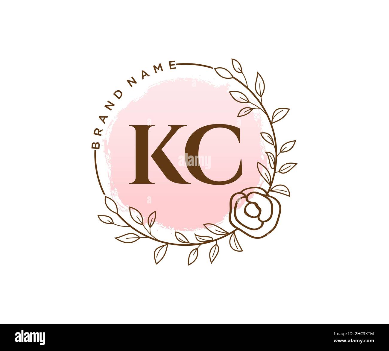 Logo KC féminin.Utilisable pour les logos nature, salon, Spa, cosmétique et Beauté.Elément de modèle de logo Flat Vector. Illustration de Vecteur