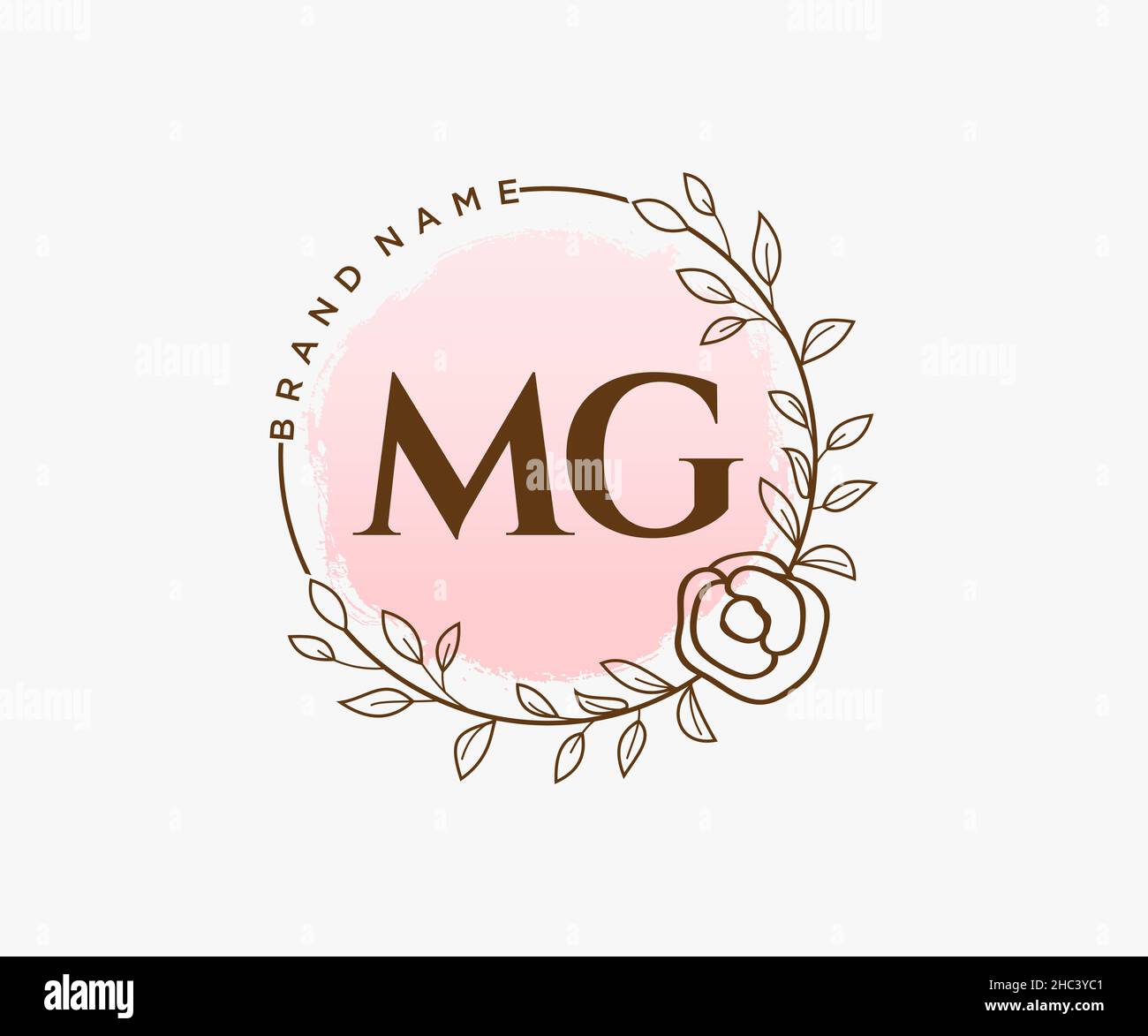 LOGO FÉMININ MG.Utilisable pour les logos nature, salon, Spa, cosmétique et Beauté.Elément de modèle de logo Flat Vector. Illustration de Vecteur
