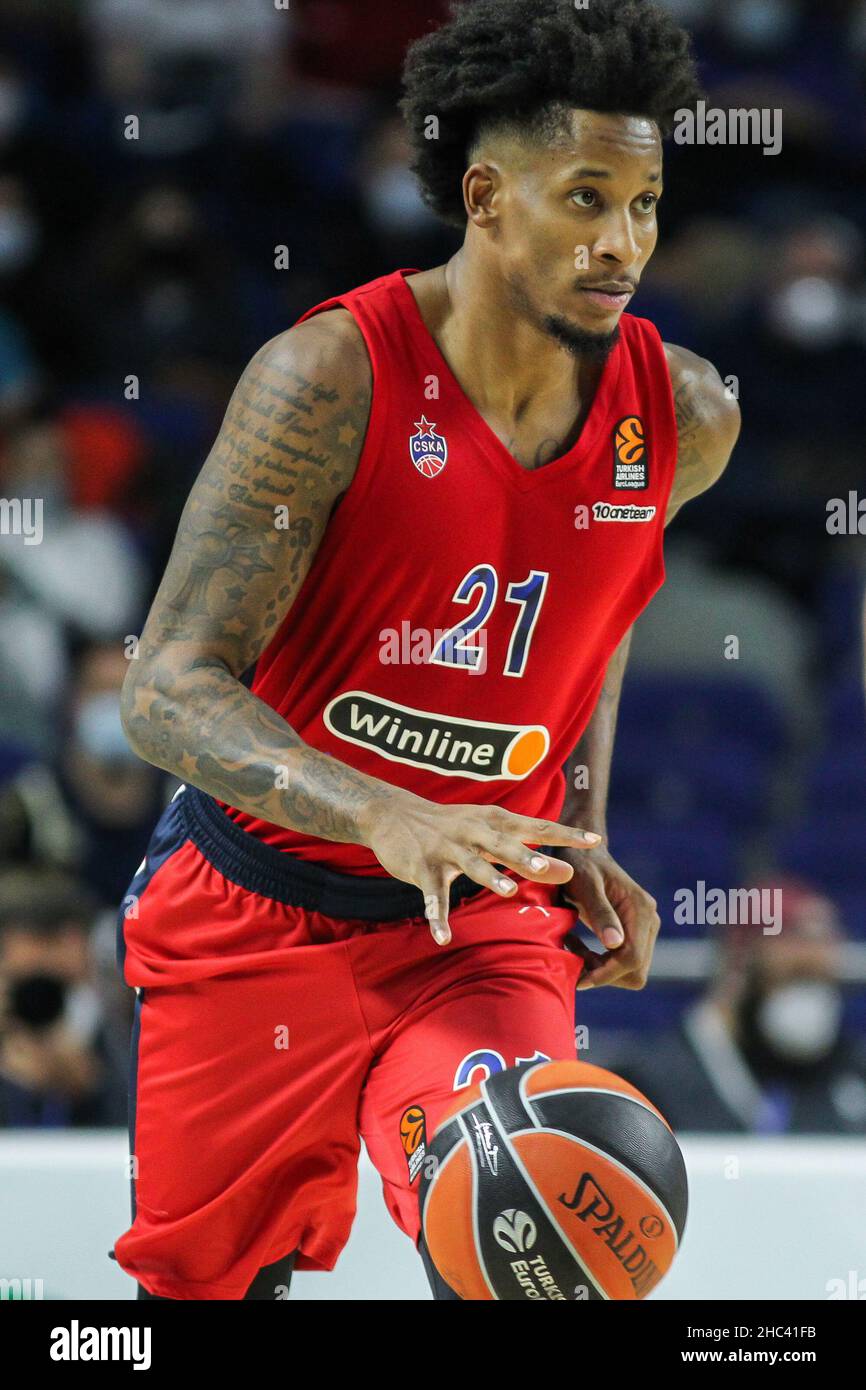 Will Clyburn de CSKA Moscou lors du match de basket-ball EuroLeague de Turkish Airlines entre Real Madrid et CSKA Moscou le 23 décembre 2021 au Centre Wizink de Madrid, Espagne - photo: IrH/DPPI/LiveMedia Banque D'Images