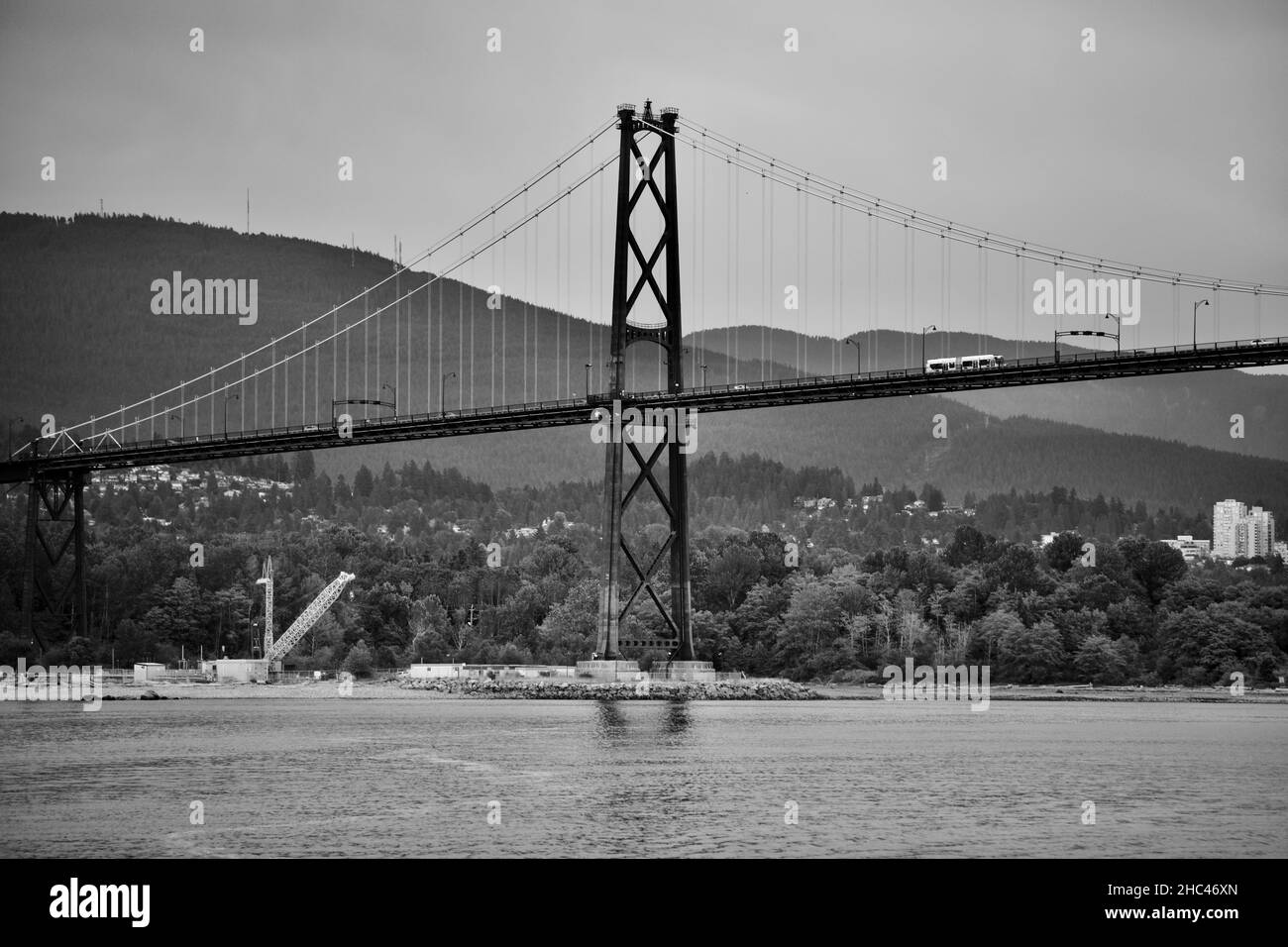 Prise de vue en niveaux de gris d'un pont à Vancouver Banque D'Images